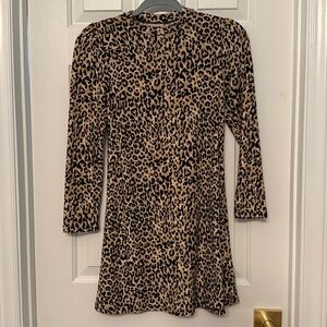 Kids Leopard Print Long Sleeve Dress